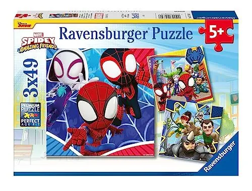 Produktbild: Ravensburger Kinderpuzzle 05730 - Spideys Abenteuer - 3x49 Teile Spidey und Seine Super-Freunde Puzzle für Kinder ab 5 Jahren
