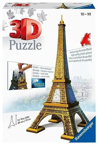 Produktbild: Ravensburger Kinderpuzzle 12556 Herz Ravensburger 12556-Eiffelturm 3D Puzzle-Bauwerke, 216 Teile, /