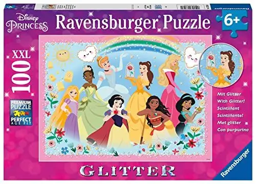 Produktbild: Ravensburger Kinderpuzzle 13326 - Stark, schön und unglaublich mutig - 100 Teile XXL Disney Prinzessinnen Glitterpuzzle für Kinder ab 6 Jahren