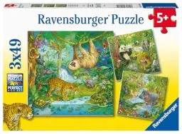 Produktbild: Ravensburger Kinderpuzzle - 05180 Im Urwald - Puzzle für Kinder ab 5 Jahren, mit 3 x 49 Teilen
