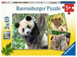 Produktbild: Ravensburger Kinderpuzzle - 05666 Panda, Tiger und Löwe - 3x49 Teile Puzzle für Kinder ab 5 Jahren