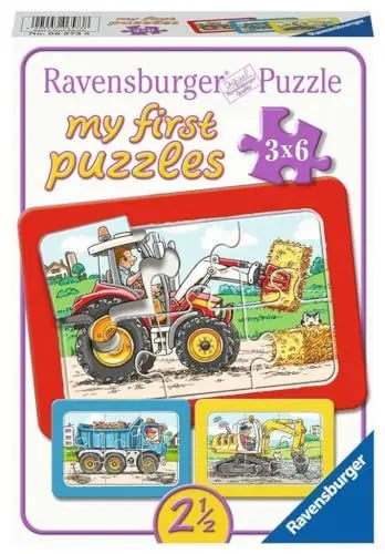 Produktbild: Ravensburger Kinderpuzzle - 06573 Bagger, Traktor und Kipplader - My First Puzzle mit 3x6 Teilen - Puzzle für Kinder ab 2,5 Jahren