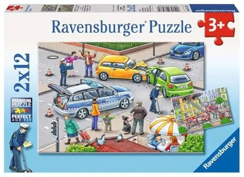 Produktbild: Ravensburger Kinderpuzzle - 07578 Mit Blaulicht unterwegs - Puzzle für Kinder ab 3 Jahre, mit 2x12 Teilen