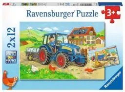 Produktbild: Ravensburger Kinderpuzzle - 07616 Baustelle und Bauernhof - Puzzle für Kinder ab 3 Jahren, mit 2x12 Teilen
