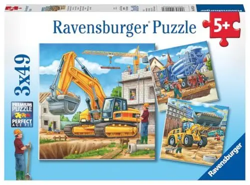 Produktbild: Ravensburger Kinderpuzzle - 09226 Große Baufahrzeuge - Puzzle für Kinder ab 5 Jahren, mit 3x49 Teilen