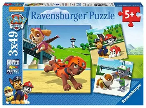 Produktbild: Ravensburger Kinderpuzzle - 09239 Team auf 4 Pfoten - Puzzle für Kinder ab 5 Jahren, Paw Patrol Puzzle mit 3x49 Teilen