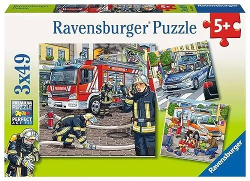 Produktbild: Ravensburger Kinderpuzzle - 09335 Helfer in der Not - Puzzle für Kinder ab 5 Jahren, mit 3x49 Teilen
