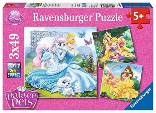 Produktbild: Ravensburger Kinderpuzzle - 09346 Palace Pets - Belle, Cinderella und Rapunzel - Puzzle für Kinder ab 5 Jahren, Disney-Puzzle mit 3x49 Teilen