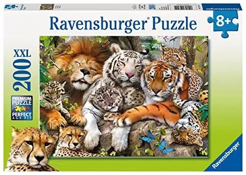 Produktbild: Ravensburger Kinderpuzzle - 12721 Schmusende Raubkatzen - Tier-Puzzle für Kinder ab 8 Jahren, mit 200 Teilen im XXL-Format