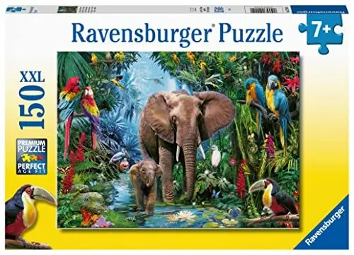 Produktbild: Ravensburger Kinderpuzzle - 12901 Dschungelelefanten - Tier-Puzzle für Kinder ab 7 Jahren, mit 150 Teilen im XXL-Format