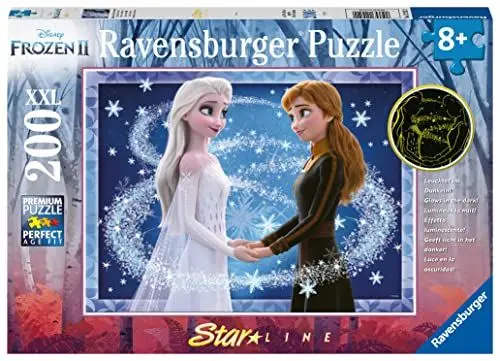 Produktbild: Ravensburger Kinderpuzzle - 12952 Bezaubernde Schwestern - Disney Frozen Puzzle für Kinder ab 8 Jahren, mit 200 Teilen im XXL-Format, Leuchtet im Dunkeln