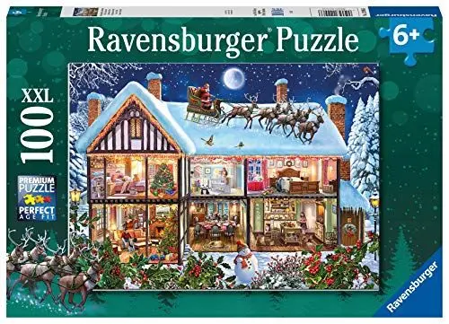 Produktbild: Ravensburger Kinderpuzzle - 12996 Weihnachten zu Hause - Weihnachtspuzzle für Kinder ab 6 Jahren, mit 100 Teilen im XXL-Format