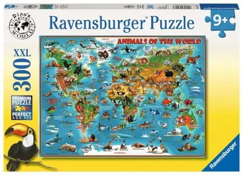 Produktbild: Ravensburger Kinderpuzzle - 13257 Tiere rund um die Welt - Puzzle-Weltkarte für Kinder ab 9 Jahren, mit 300 Teilen im XXL-Format