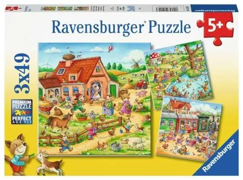 Produktbild: Ravensburger Kinderpuzzle - Ferien auf dem Land - 3x49 Teile Puzzle für Kinder ab 5 Jahren