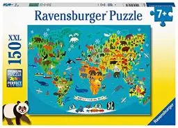 Produktbild: Ravensburger Kinderpuzzle - Tierische Weltkarte - 150 Teile Puzzle für Kinder ab 7 Jahren