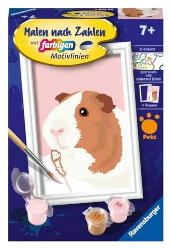 Produktbild: Ravensburger CreArt 23758 - Niedliches Meerschweinchen - Malen nach Zahlen für Kinder ab 7 Jahre, Malset mit Rahmen, Pinsel und Acrylfarben, Geschenk für Mädchen und Jungen