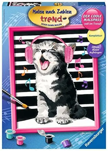 Produktbild: Ravensburger Malen nach Zahlen 28431 - Singing Cat - Für Erwachsene und Kinder ab 12 Jahren, Yellow