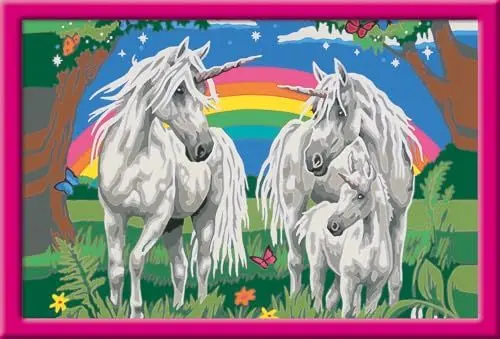 Produktbild: Ravensburger CreArt 28908 - Fabelhafte Einhornwelt - Malen nach Zahlen für Kinder ab 9 Jahre, Malset mit Rahmen, Pinsel und Acrylfarben, Geschenk für Mädchen und Jungen