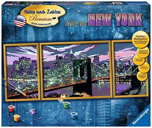 Produktbild: Ravensburger Malen nach Zahlen 28951 - Skyline von New York - Für Erwachsene und Kinder ab 14 Jahren, Teal/Turquoise Green
