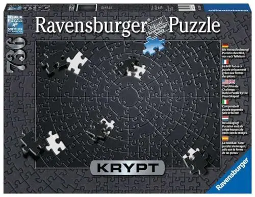 Produktbild: Ravensburger Puzzle 15260 - Krypt Puzzle Schwarz - Schweres Puzzle für Erwachsene und Kinder ab 14 Jahren, mit 736 Teilen, 70 x 50 cm