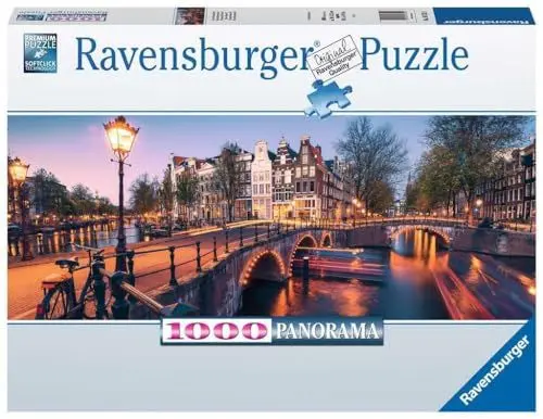 Produktbild: Ravensburger Puzzle 16752 - Abend in Amsterdam - 1000 Teile Puzzle für Erwachsene und Kinder ab 14 Jahren, Puzzle von Amsterdam im Panorama-Format