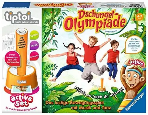 Produktbild: Ravensburger Spiel 00849 - active Set Dschungel-Olympiade - Bewegungsspiel ab 4 Jahre für 1 -6 Spieler