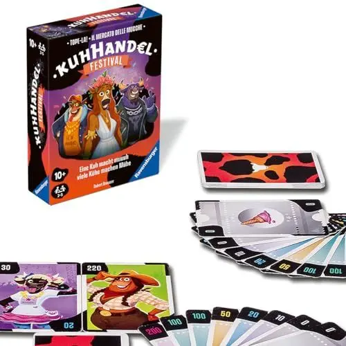 Produktbild: Ravensburger Spiele 22471 - Kuhhandel-Festival - Gesellschaftsspiel für 2-5 Spieler, Kartenspiel mit Kühen ab 10 Jahren, Auktionsspiel, Versteigerung Spiel, Blue
