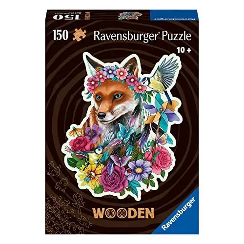 Produktbild: Ravensburger WOODEN Puzzle 17512 - Bunter Fuchs - 150 Teile Kontur-Holzpuzzle mit stabilen, individuellen Puzzleteilen und 15 kleinen Holzfiguren (Whimsies), für Erwachsene und Kinder ab 10 Jahren