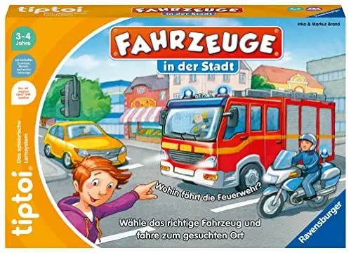 Produktbild: Ravensburger tiptoi Spiel 00127 Fahrzeuge in der Stadt - Lernspiel ab 3 Jahren, lehrreiches Zuordnungsspiel für Jungen und Mädchen, für 1-4 Spieler