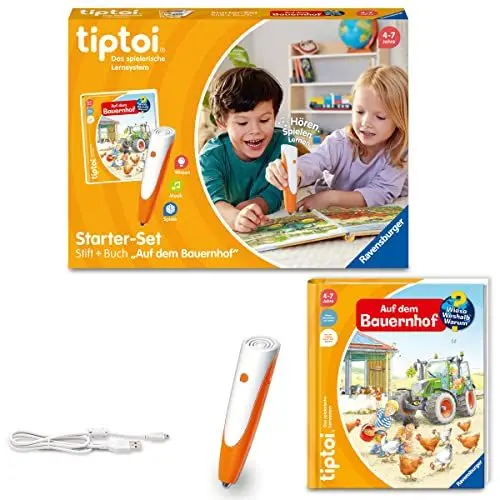 Produktbild: Ravensburger tiptoi Starter-Set 00114: Stift und Bauernhof-Buch - Lernsystem für Kinder ab 4 Jahren