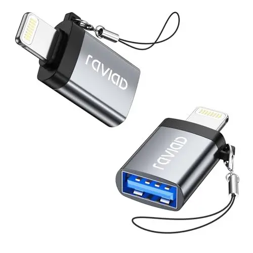 Produktbild: RAVIAD Lightning auf USB Adapter, iPhone USB Stick Adapter Kompakter USB 3.0-OTG-Adapter für iPhone/i-Pad, Unterstützt USB Adapter, Hubs, MIDI Keyboard, Maus, Tastatur, Kamera, Kartenleser