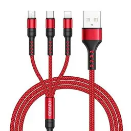 Produktbild: RAVIAD Multi USB Kabel, 3 in 1 Universal ladekabel Nylon Mehrfach Ladekabel Micro USB Typ C Lightning Kabel für iPhone, Android Samsung Galaxy, Huawei, Oneplus-1.2M
