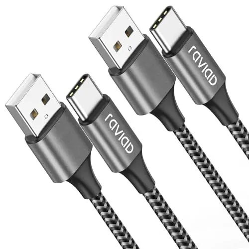 Produktbild: RAVIAD USB C Kabel (2Pack 2M) 3.1A Ladekabel USB C Schnellladekabel Nylon USB C Ladekabel für iPhone 16 15 Pro Max, Samsung Galaxy S24 S23 S22 S21 S20 Note 10, Huawei P60, Google Pixel, Xperia XZ