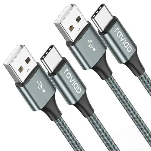 Produktbild: RAVIAD USB C Kabel, (2 Stück 2M) Ladekabel USB C Nylon Schnellladekabel Typ C Ladekabel für Samsung Galaxy S23 S22 S21 S20, Note 20 10, A3 A5, Google Pixel, Mi9/8, LG G5 G6 V20, Huawei P60 P50- Grün