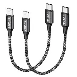 Produktbild: RAVIAD USB C auf Lightning Kabel Kurz (2Pack 0.3M), iPhone Ladekabel MFi Zertifiziert Power Delivery Nylon USB C Lightning Kabel für iPhone 14/13 Pro Max/12 Pro Max/12 Mini/11 Pro/X/XS/XR/SE- Schwarz