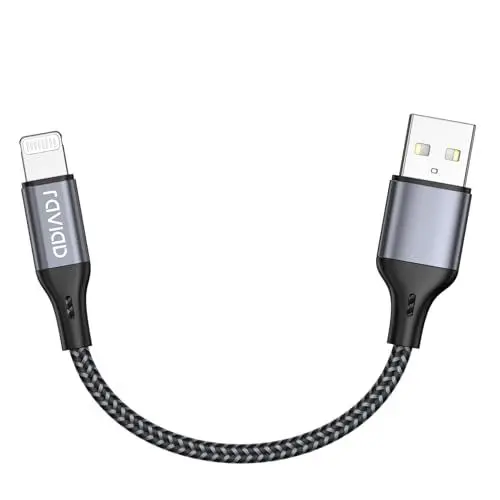 Produktbild: RAVIAD iPhone Ladekabel Kurz, Lightning Kabel 15CM (MFi-Zertifiziert) Nylon Schnell Ladekabel für iPhone 13 12 11, pro, X, XS, XS Max, XR, X, 8, 8 Plus, 7, 7 Plus, 6s, 6s Plus, 6, 6 Plus - Grau