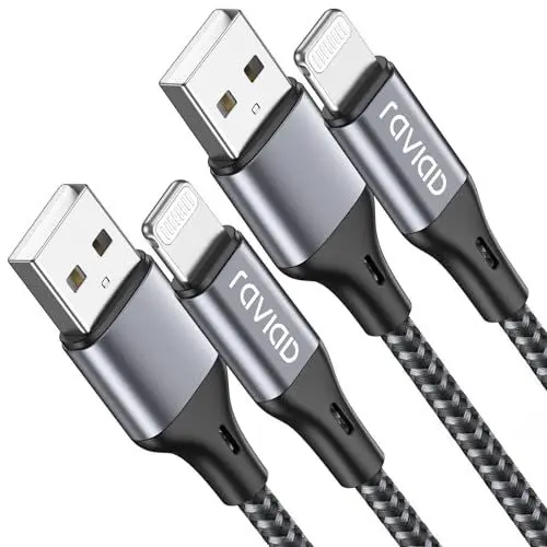 Produktbild: RAVIAD iPhone Ladekabel, Lightning Kabel (2Stück 1.2M) iPhone Schnellladekabel MFi-Zertifiziert Nylon iPhone Kabel Ladekabel für iPhone 13 12 11 Pro Max Mini XS Max XR X 8 7 Plus 6 6s Plus 5S SE 2020