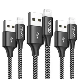 Produktbild: RAVIAD iPhone Ladekabel, Lightning Kabel (3Pack 2M) Nylon iPhone Kabel Ladekabel für iPhone 13/12/11/Pro/XS/XS Max/XR/X/8/8 Plus/7/7 Plus/6s/6/6 Plus/5S/5/SE, Mini/Air/Pro - Schwarz