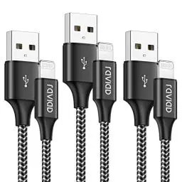 Produktbild: RAVIAD iPhone Ladekabel, Lightning Kabel (3Stück 1M) MFi Zertifiziert Nylon iPhone Kabel Kompatibel für iPhone 14 13 12 11 Pro Max Mini XR XS X 8 8 Plus 7 7 Plus 6s 6 6 Plus 5S 5 SE 2020 - Schwarz