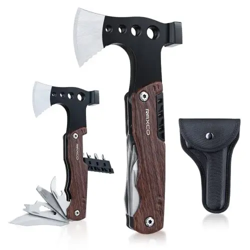 Produktbild: Raxco Survival Axt - Multifunktionswerkzeug, Handbeil, 8-in-1, für Outdoor Camping und Männergeschenke