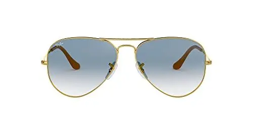 Produktbild: Ray-Ban Unisex Aviator Sonnenbrille, Gold (Gestell: Gold Glas: Verlauf Hellblau 001/3f), L EU