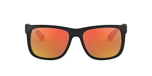Produktbild: Ray-Ban Unisex Justin Sonnenbrille, Schwarz (Gestell: Schwarz, Gläser: Rot Verspiegelt 622/6q), Medium (Herstellergröße: 51) EU