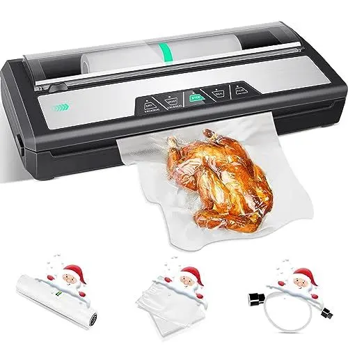 Produktbild: Raycial 5-in-1 Vakuumierer 85 kpa für nasse und trockene Lebensmittel Vakuumiergerät，inklusive Rollenhalter, mit Cutter, Beutel und Vakuumschlauch