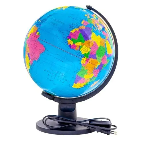 Produktbild: Raylu Paper - Globus beleuchtet und drehbar, Kartografie und Meridian, Zifferblatt der spanischen Welt (Blau, 25 cm)