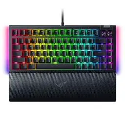 Produktbild: Razer BlackWidow V4 75% mechanische Gaming-Tastatur, Hot-Swappable Design, kompakt & langlebig, orange taktile Schalter, Chroma RGB, MF Roller & Media-Tasten, komfortable Handballenauflage, Schwarz