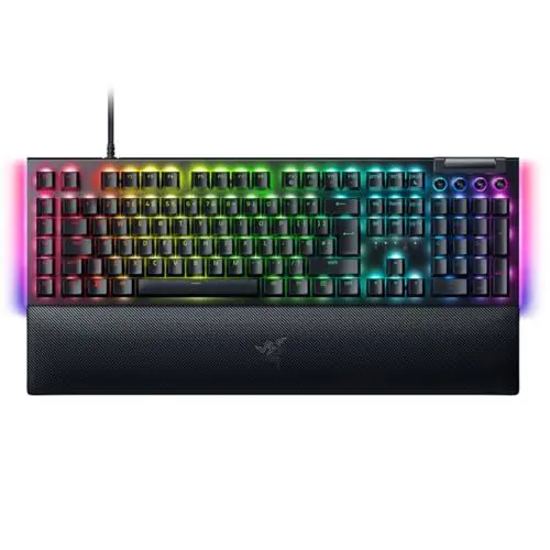 Produktbild: Razer BlackWidow V4 (Green Switch) – Mechanische Gaming-Tastatur Snap-Tap (Clicky mechanische Schalter, 6 dedizierte Makro-Tasten, Doubleshot ABS-Tastenkappen, Chroma RGB) UK-Layout, Schwarz