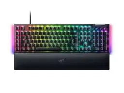 Produktbild: Razer BlackWidow V4 (Green Switch) - Mechanische Gaming-Tastatur - Razer Snap Tap (Mechanische Clicky Switches, 6 Makro-Tasten, Doubleshot-ABS-Tastenkappen, RGB Chroma) QWERTZ DE-Layout | Schwarz