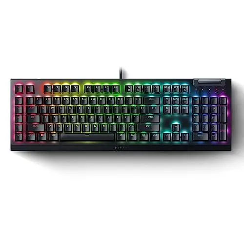 Produktbild: Razer BlackWidow V4 X (Green Switch) - Mechanische Gaming-Tastatur mit Razer Chroma RGB (Mechanische Green Switches, 6 eigene Makro-Tasten, Doubleshot-ABS-Tastenkappen) QWERTY US-Layout | Schwarz