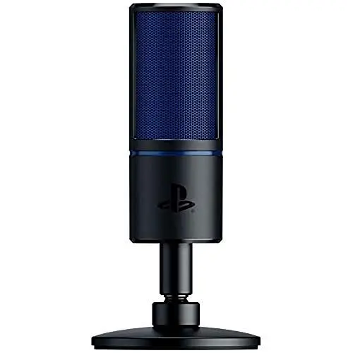 Produktbild: Razer Seiren X für Playstation - USB Kondensator-Mikrofon für Streaming auf der PS4 und PS5 (Kompakt mit Schockdämpfer, Superniere Aufnahmemuster, Stumm-Taste) Schwarz-Blau