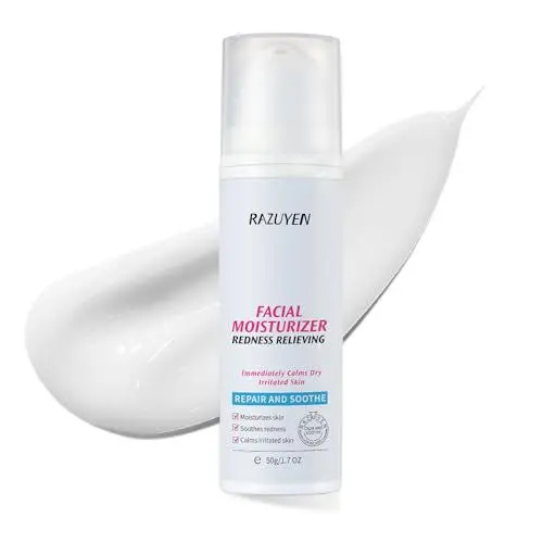 Produktbild: RAZUYEN Anti Rötungen Creme Gesicht, Für empfindliche und gerötete Haut, Mit Hyaluronsäure, Panthenol und Ceramide, RednessControl Beruhigend Feuchtigkeitscreme, Ohne Duftstoffe, 50 ml